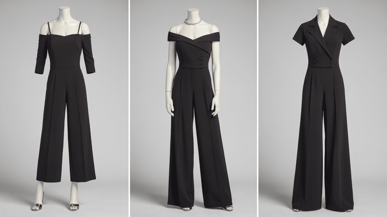 structured black tie jumpsuit
