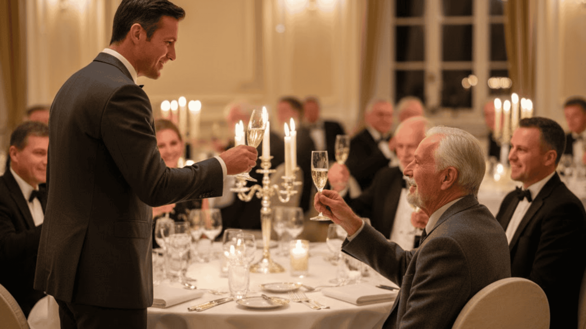 formal dinner with toasts and tributes