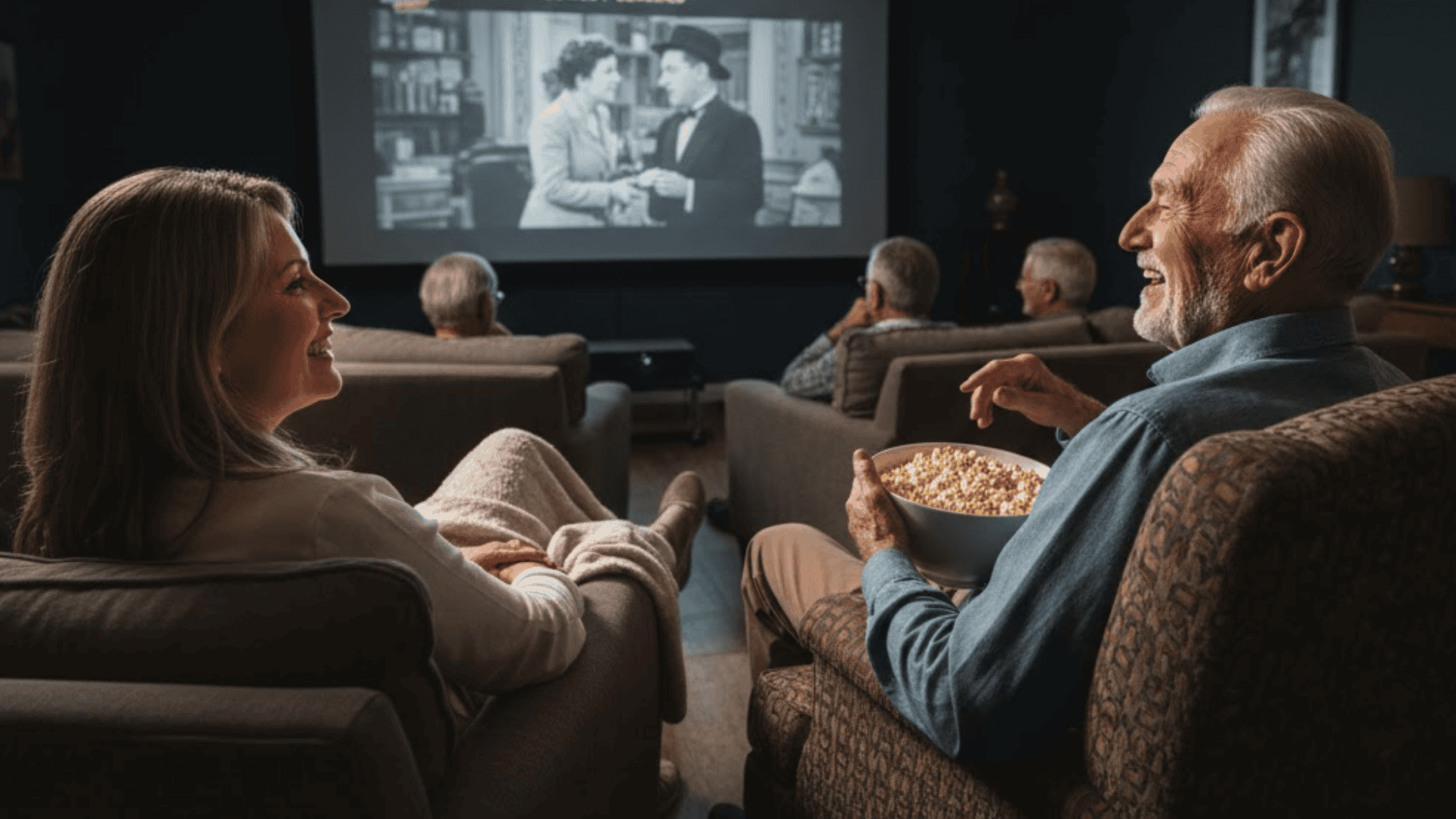 movie night with films from retirees favorite genre or decade