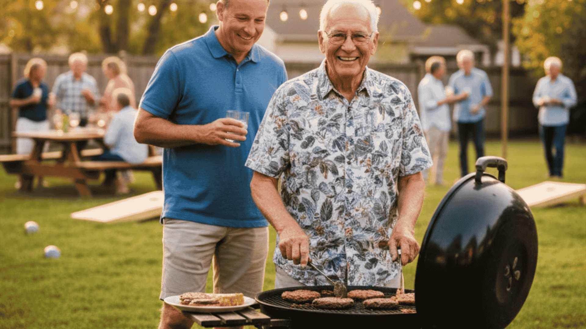 outdoor barbecue or picnic with casual dining and games