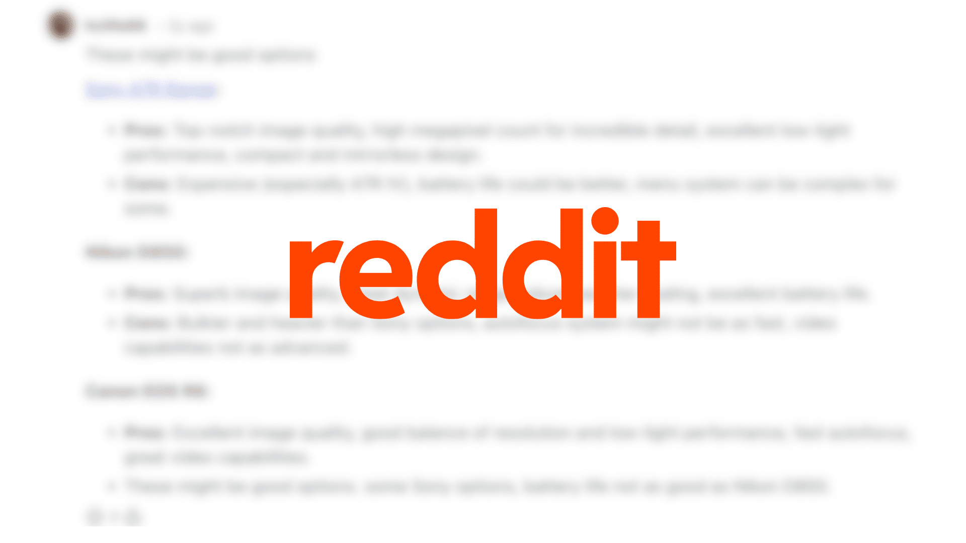 reddit picks for landscape cameras