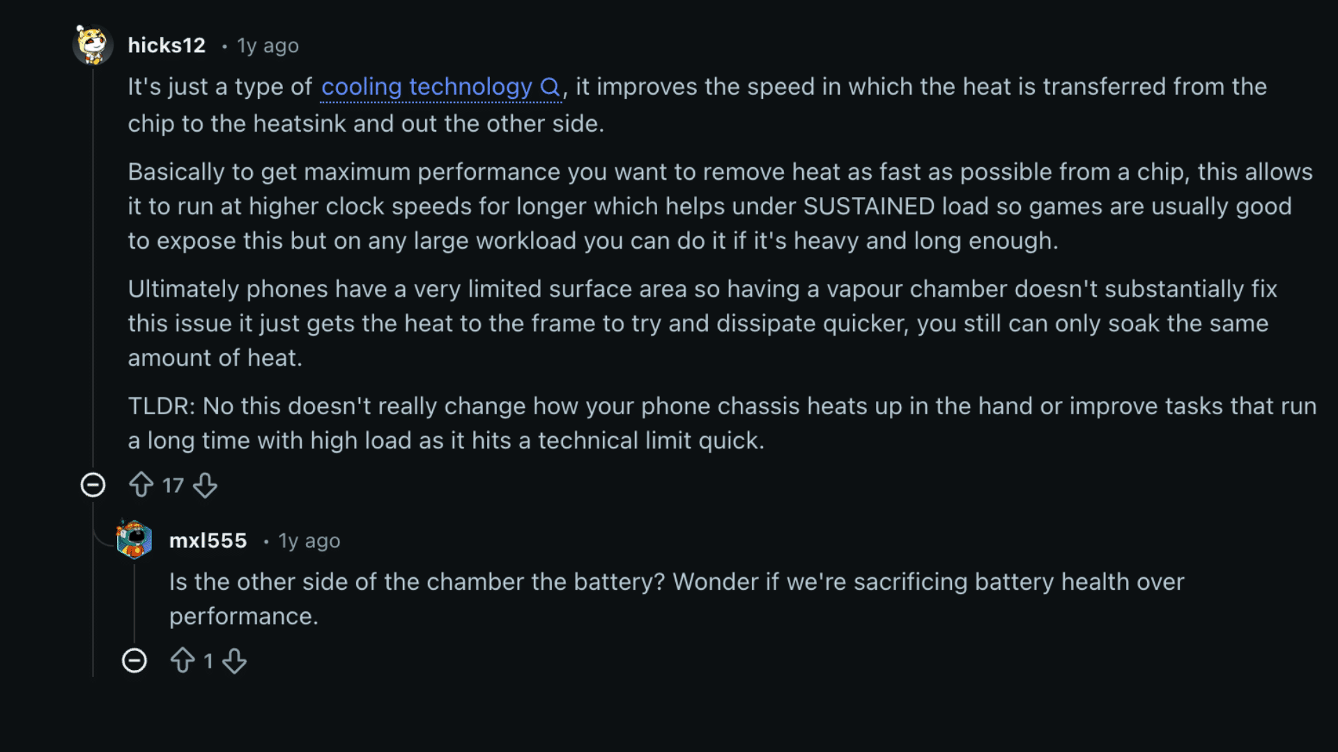 what reddit discussions say about vapor chamber cooling