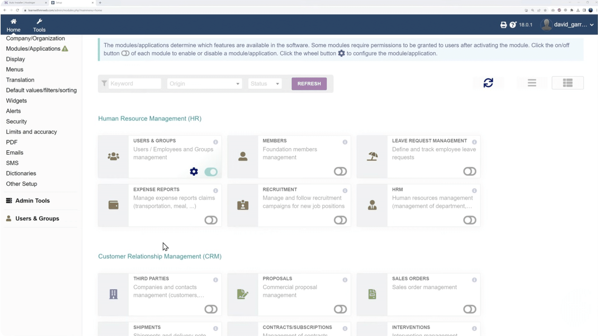 Step 5 Enable ERP Modules and Applications
