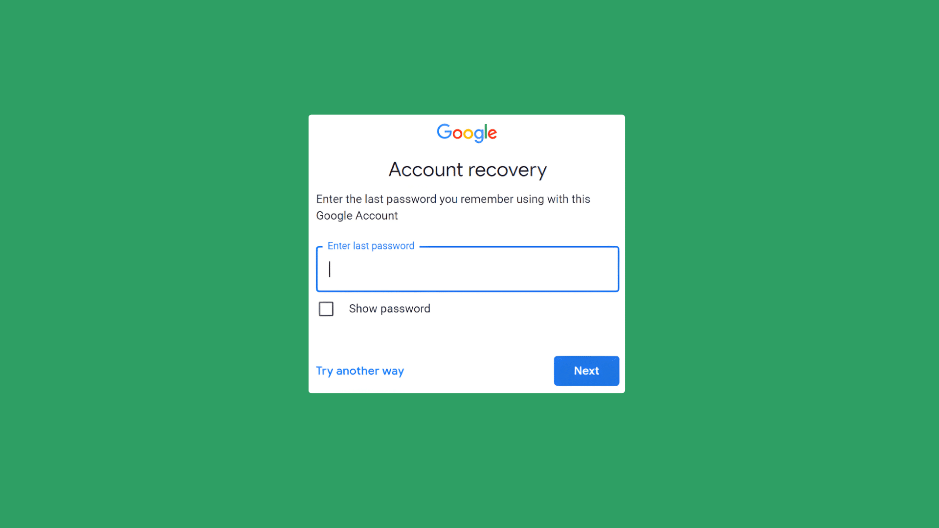 google account recovery method