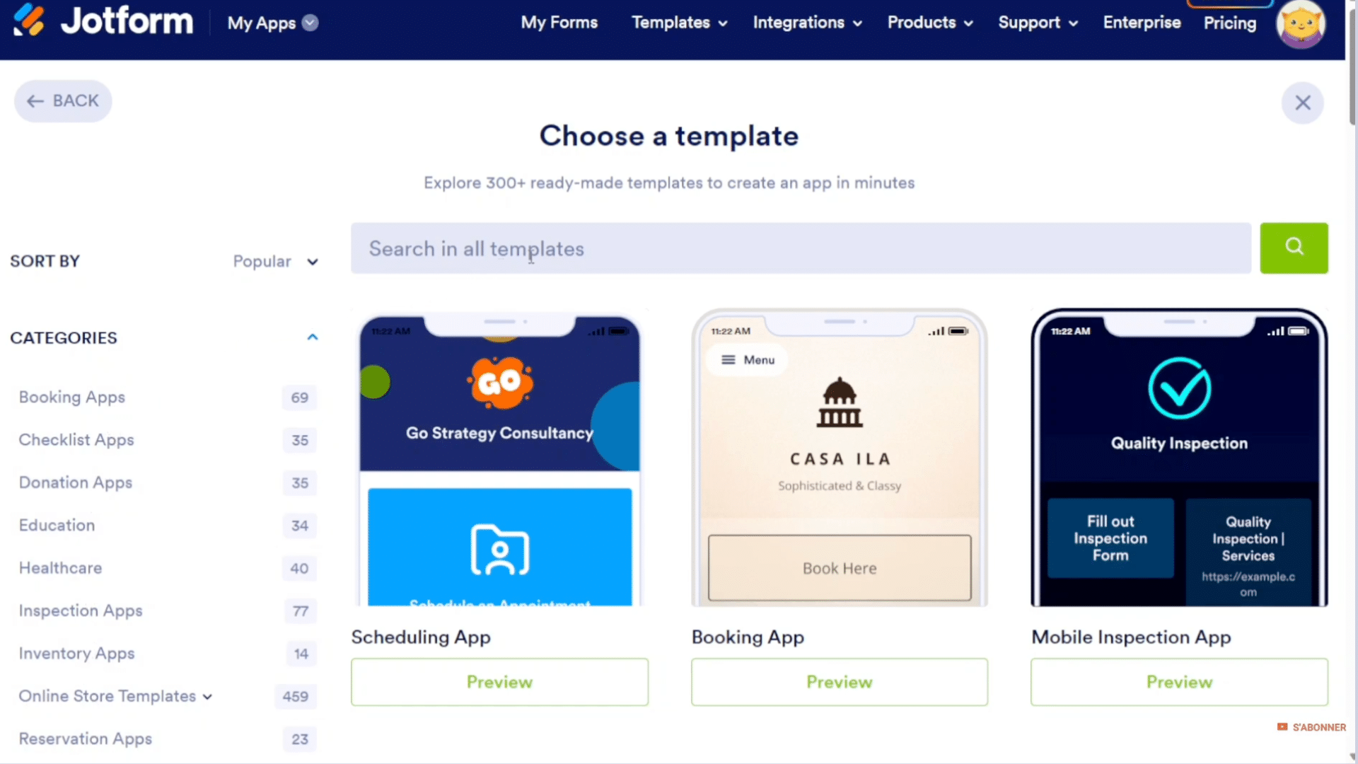 select a template and start building