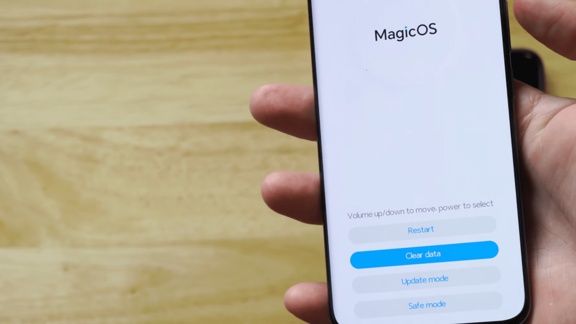 select clear data factory reset
