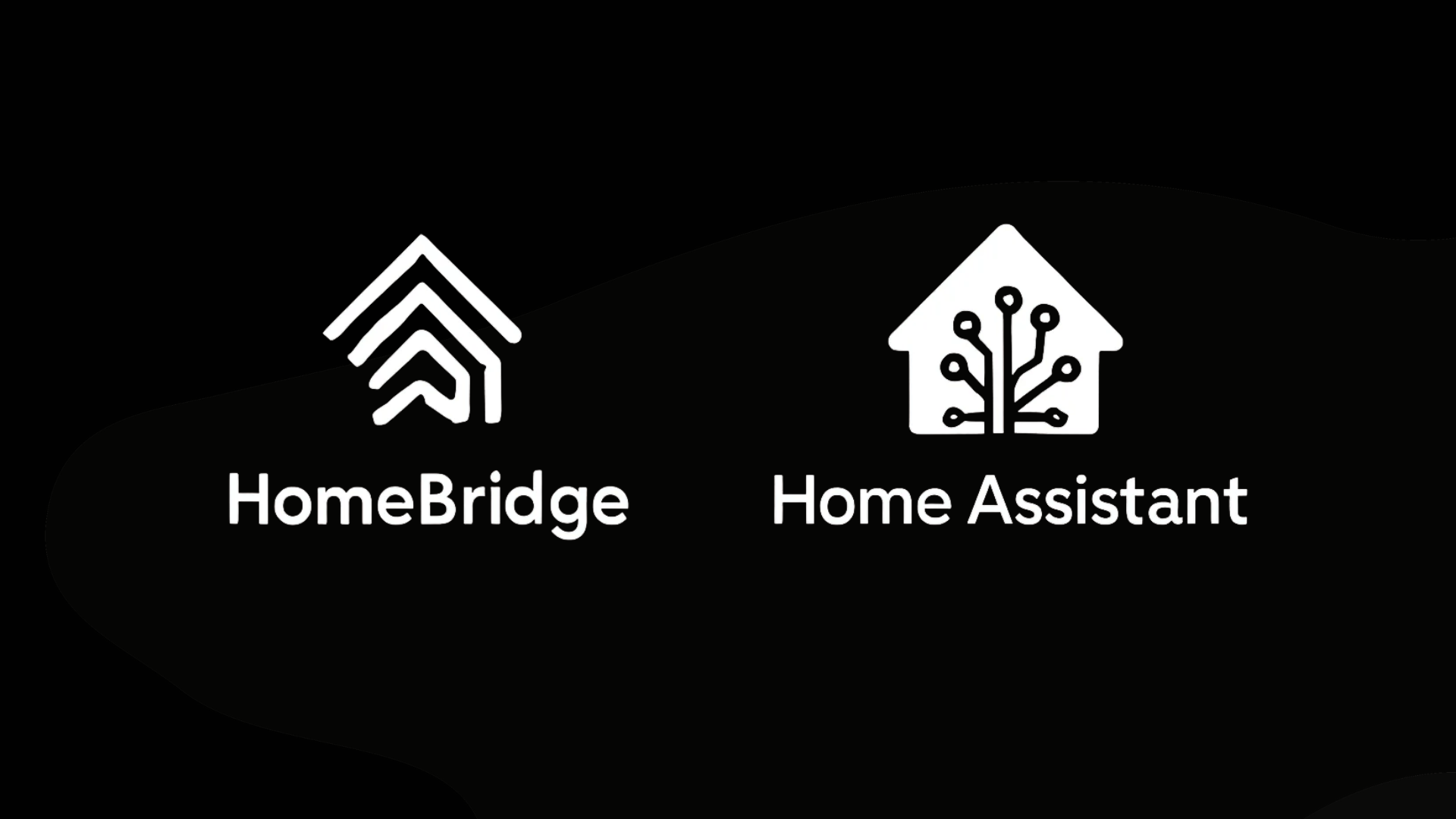 Black background showing HomeBridge and Home Assistant logos side by side with their names in white text.