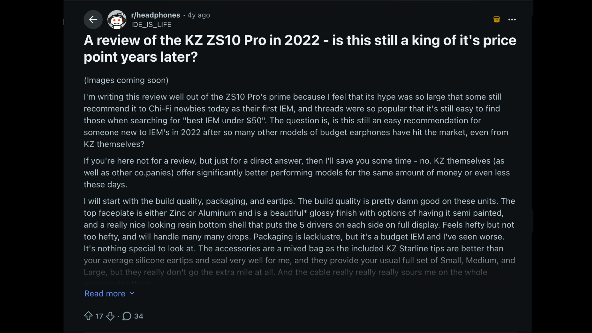 Reddit Reviews and User Opinions on KZ ZS10 Pro