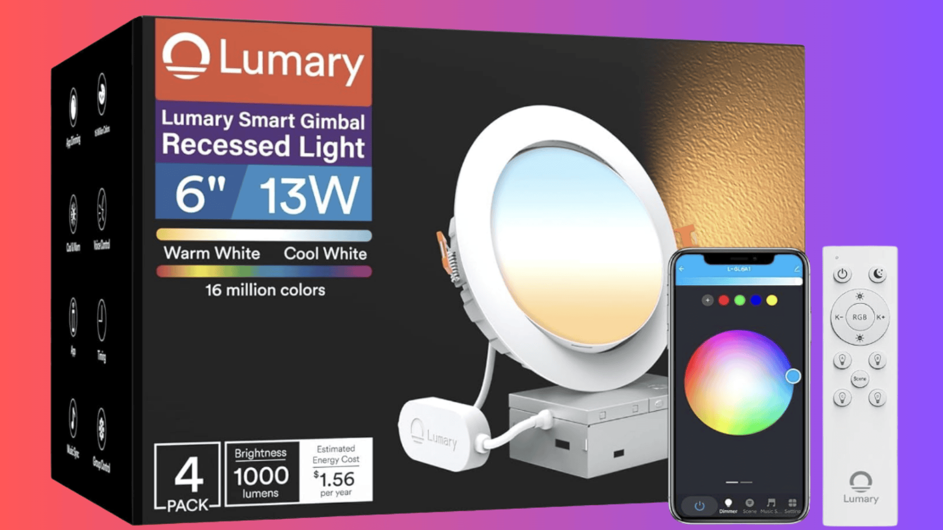 lumary smart gimbal recessed lighting