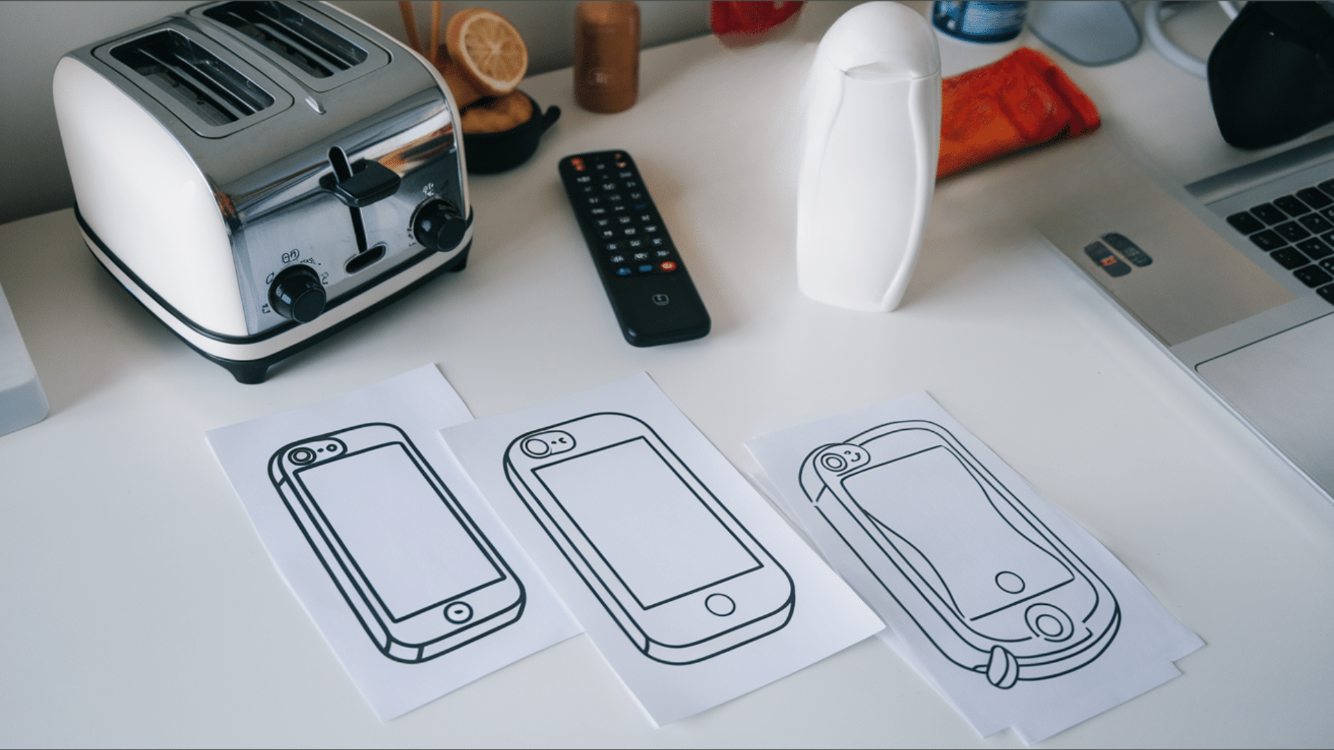 sketching i phones using random household objects