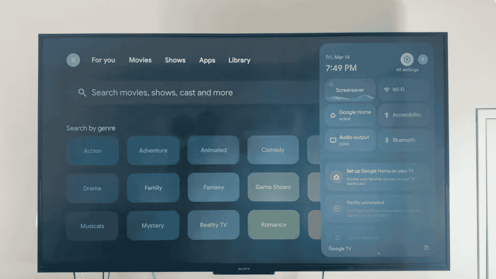 step 1 check wifi on google tv