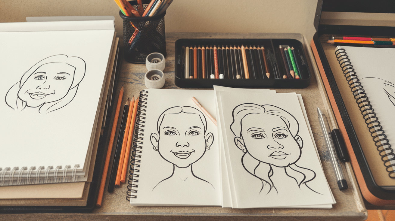 strolling-caricature-artist-setup