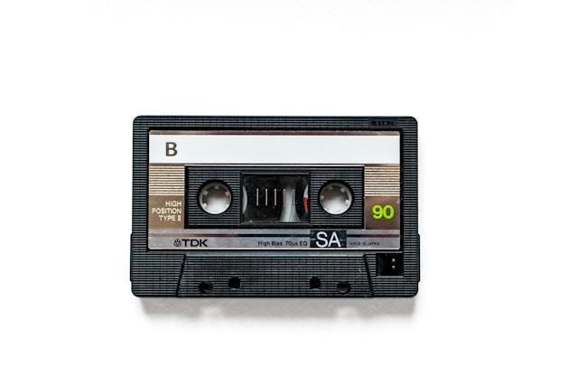 The B side of an audio cassette, on a white background.