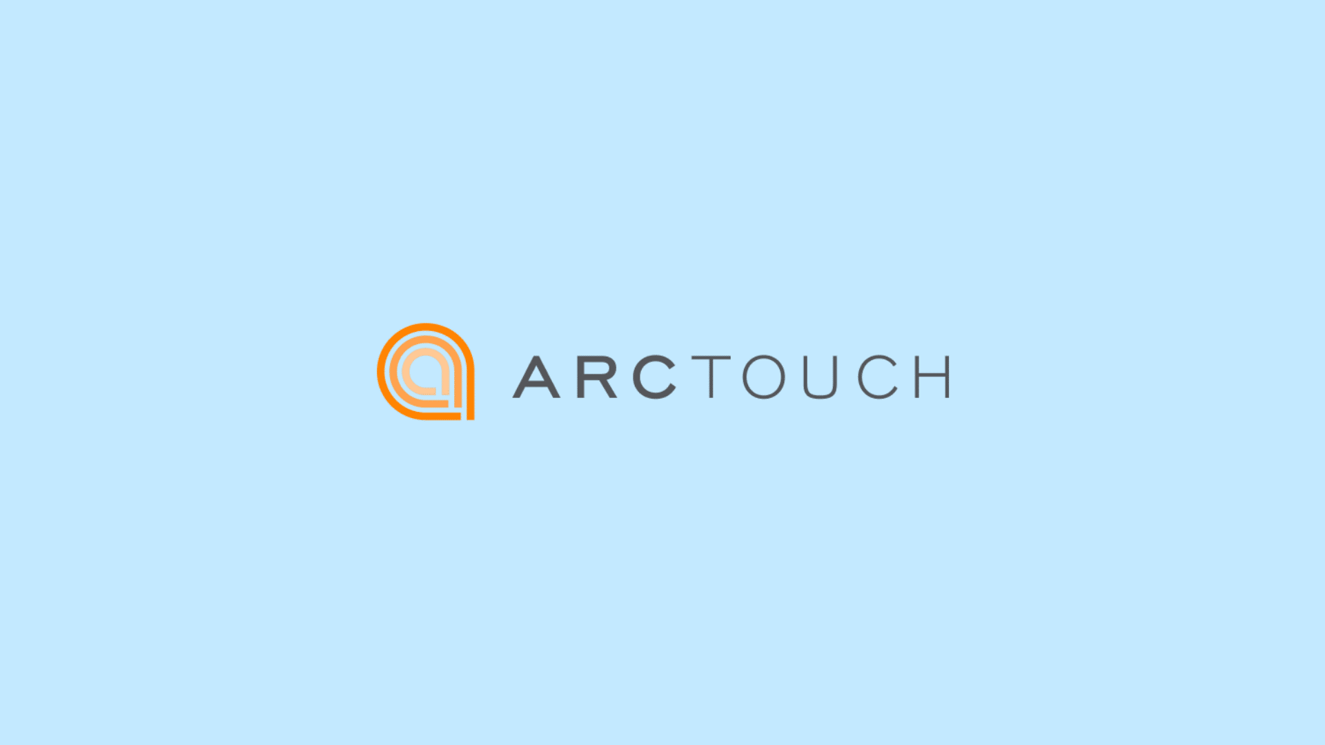 Arctouch company logo with orange abstract icon and ARCTOUCH wordmark on a light blue background