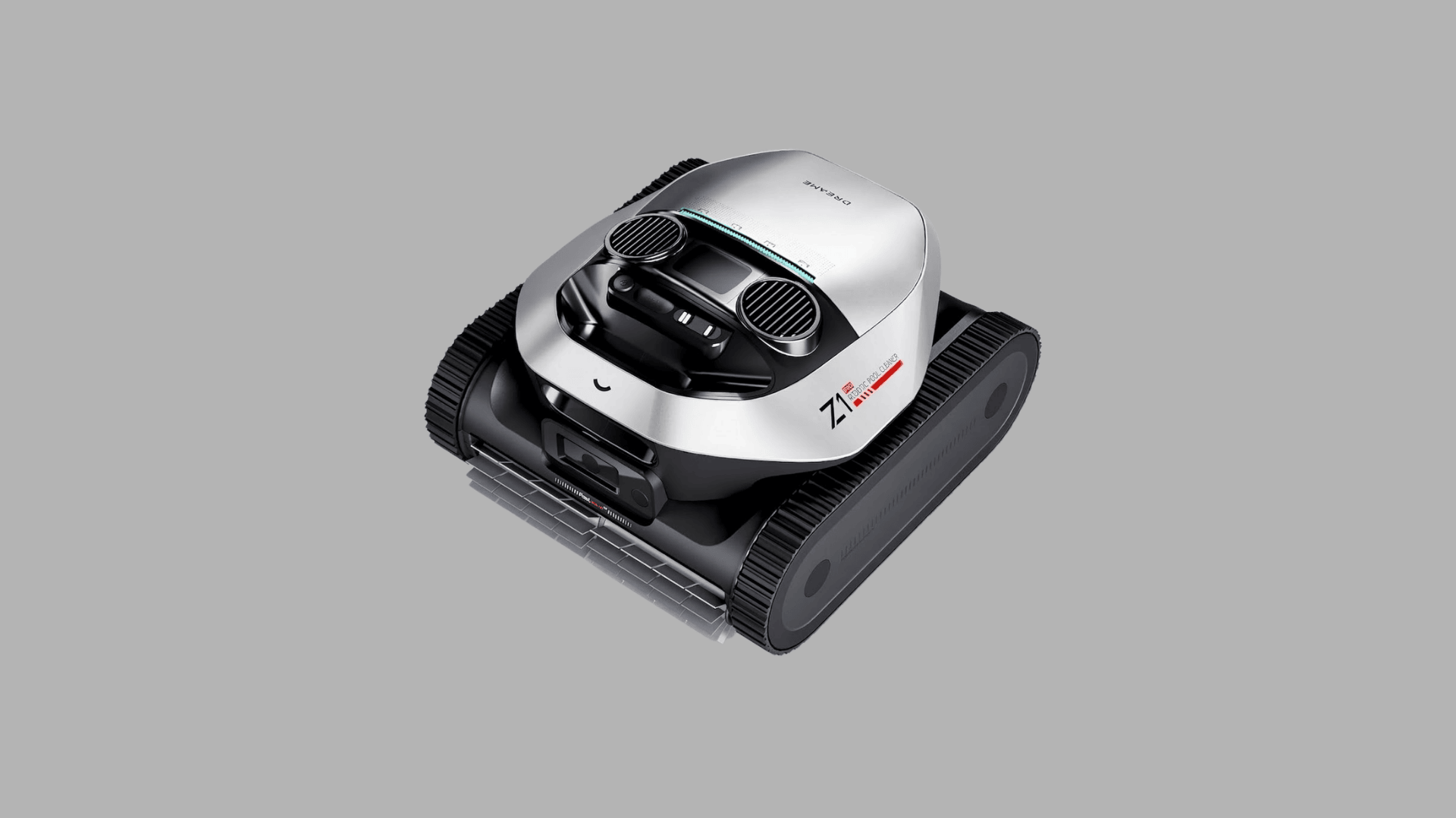 Dreame Z1 Pro robotic pool cleaner with tracked wheels and front filter intake designed for efficient pool floor wall cleaning