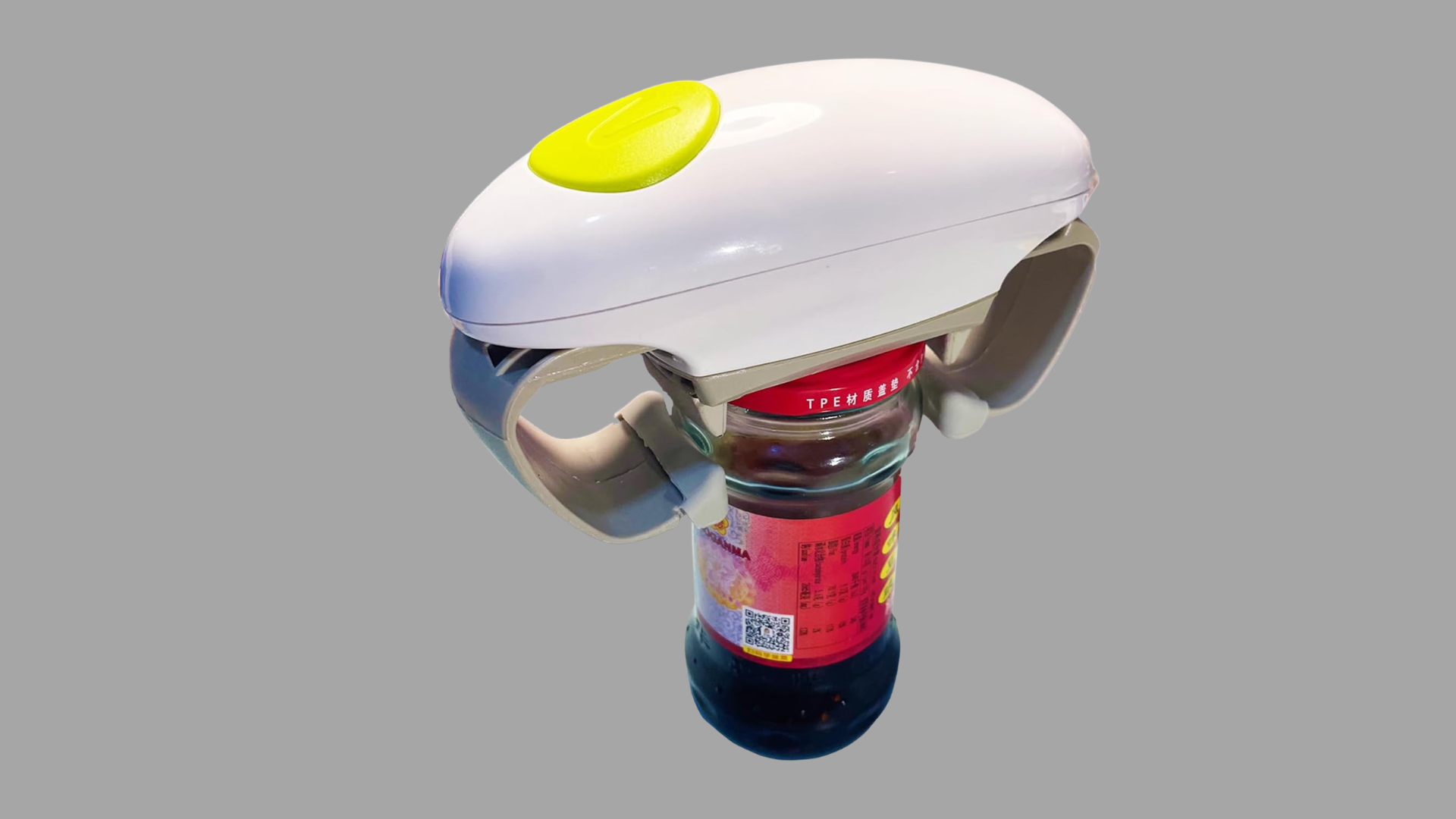 Electric rechargeable jar opener placed on bottle lid for hands free easy opening without manual effort