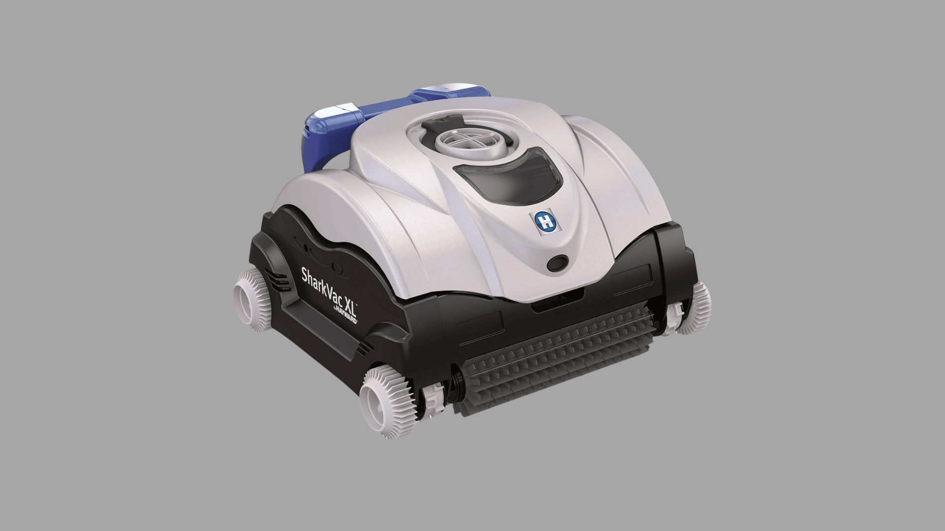Hayward SharkVac XL robotic pool cleaner with large wheels and front scrubbing brush designed for pool cleaning