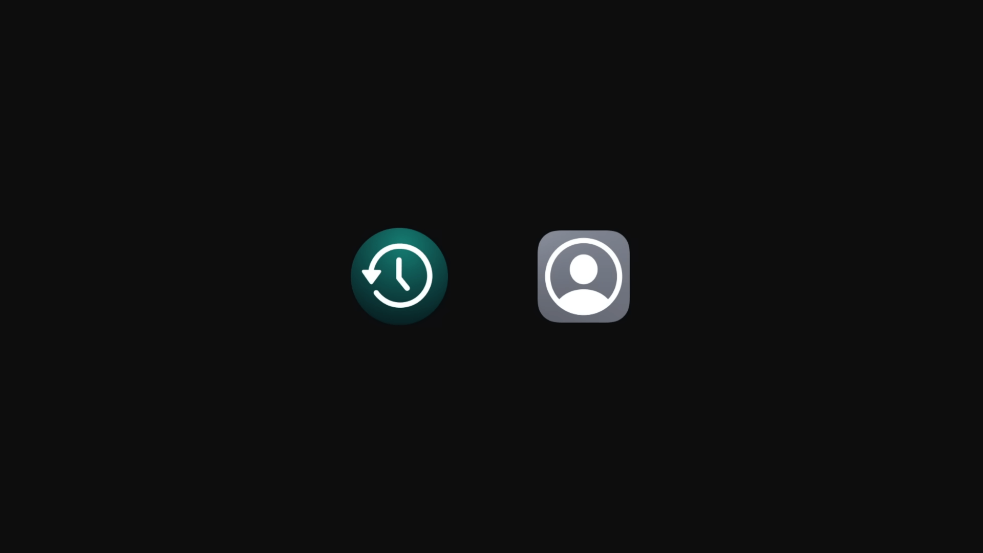 Mac startup screen showing Recovery Mode options with Time Machine restore icon and user account icon on black background