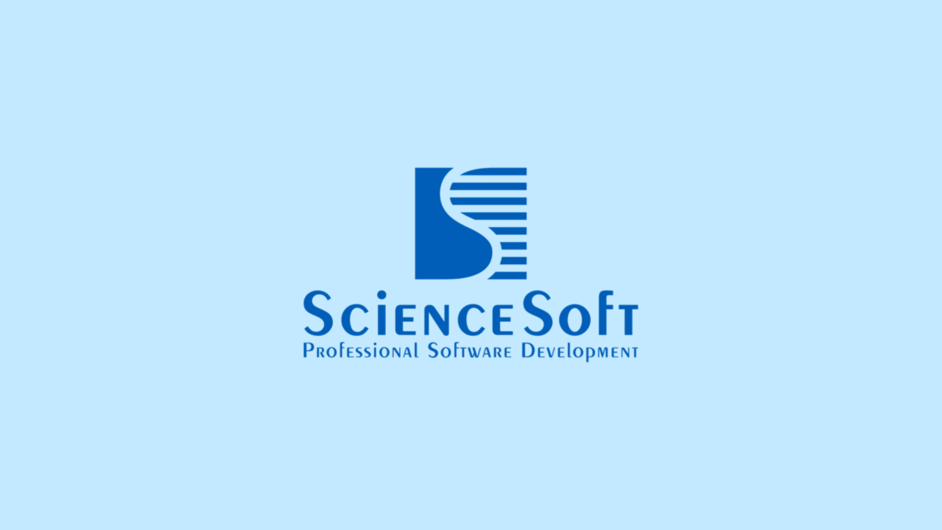 ScienceSoft logo with stylized S symbol above ScienceSoft text and Professional Software Development tagline on a light blue background