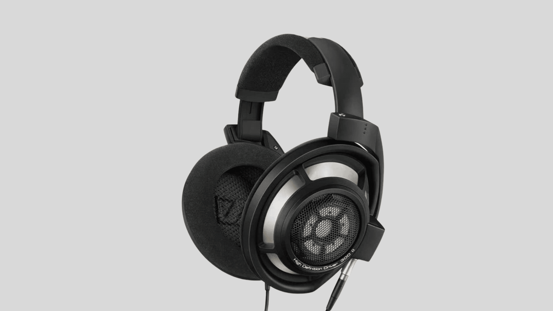 Sennheiser HD 800S open-back reference headphones with large ring radiator drivers, mesh ear cups, and spacious detailed soundstage