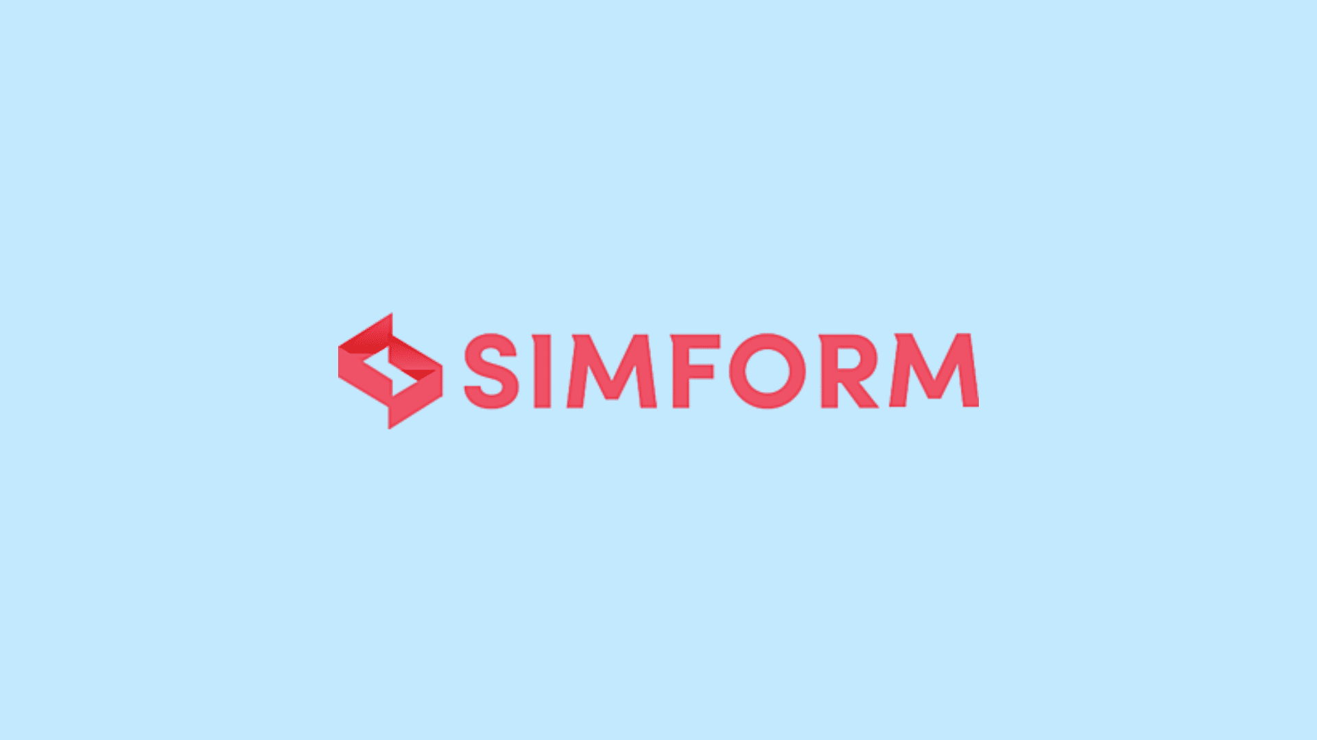 Simform company logo with red geometric icon and SIMFORM wordmark on a light blue background