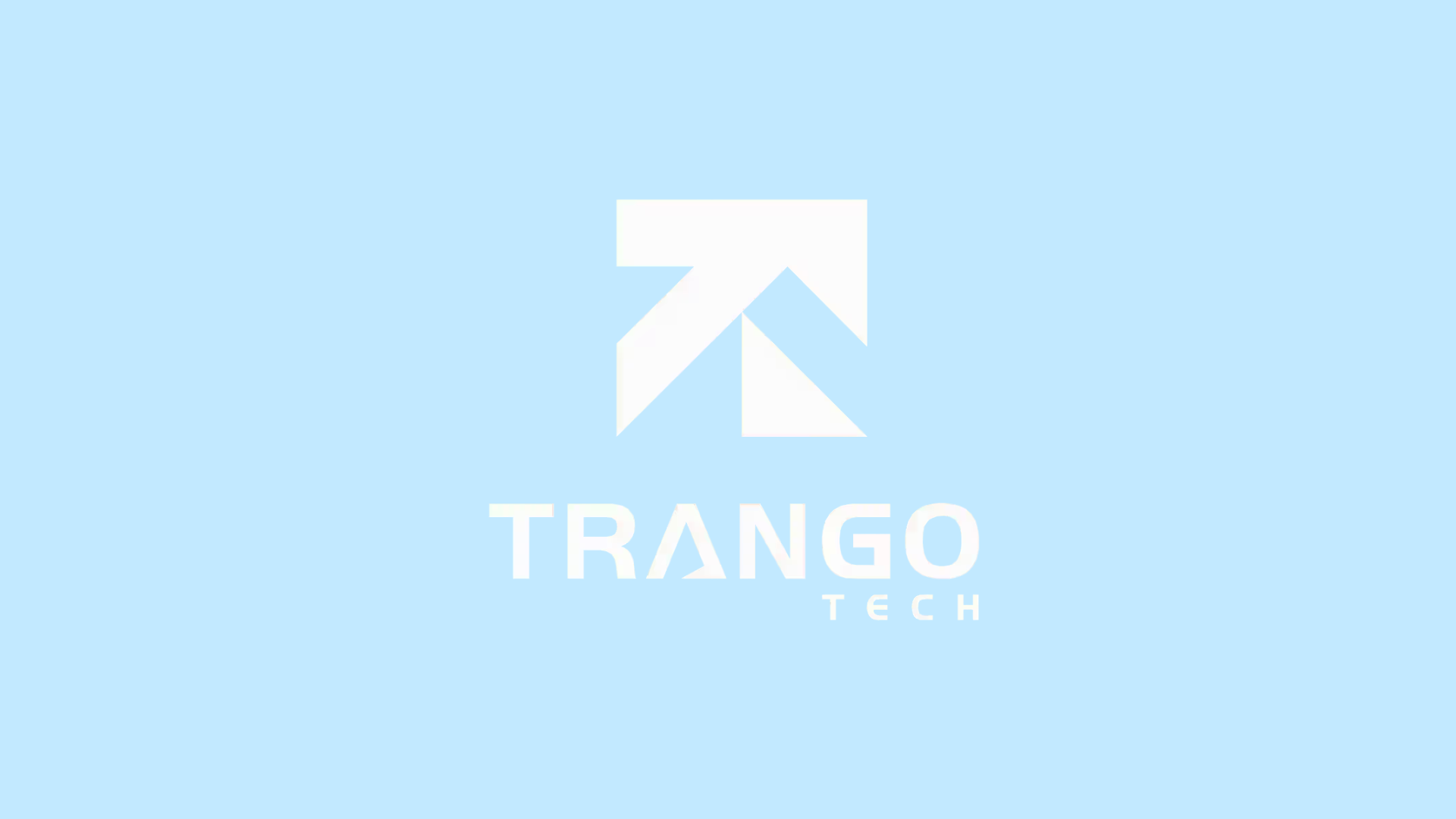 Trango Tech logo with geometric upward arrow symbol above TRANGO TECH wordmark on a light blue background