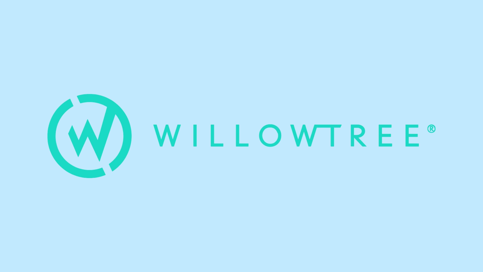 WillowTree company logo with teal W inside a circular symbol and WillowTree wordmark on a light blue background