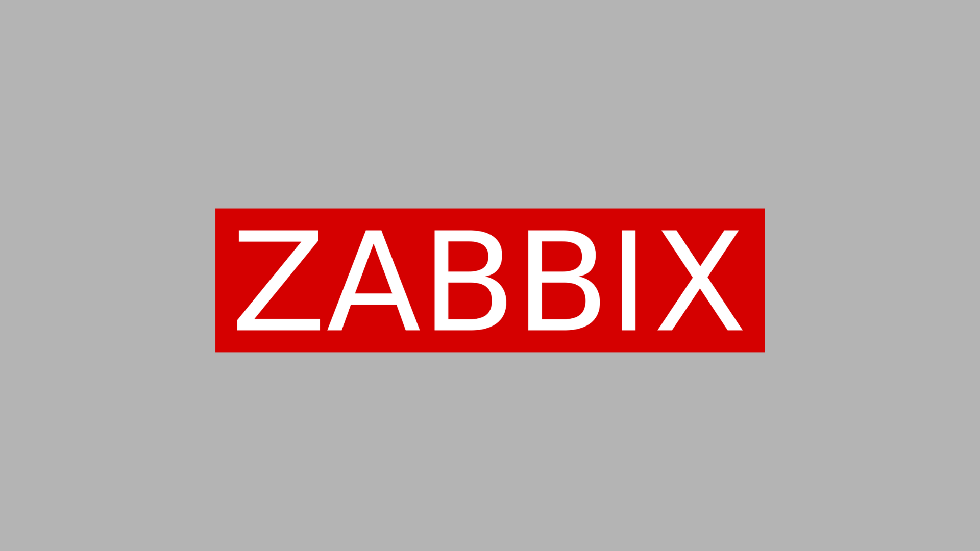Zabbix logo with white text on red background representing open source monitoring platform for networks and servers systems