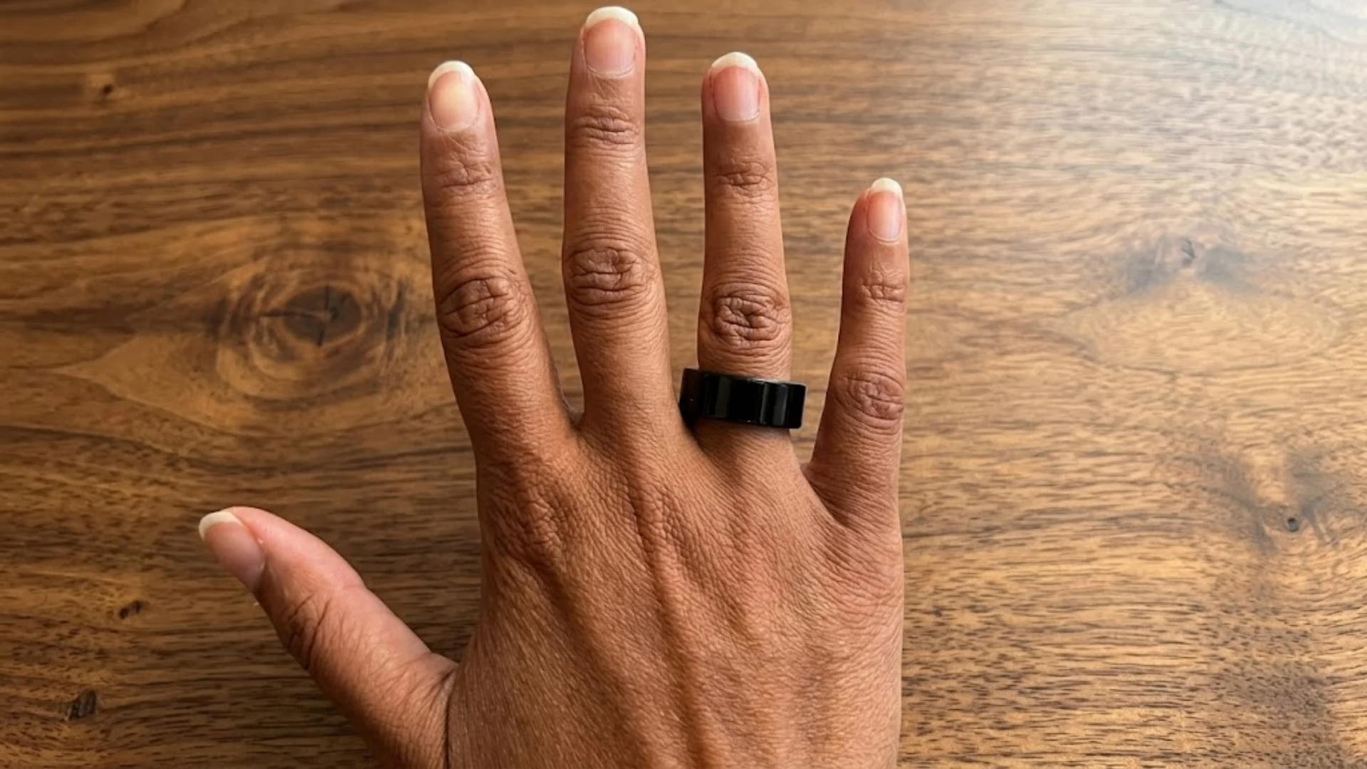 Oura Ring worn on finger showing real life fit, comfort, and minimal design during everyday use
