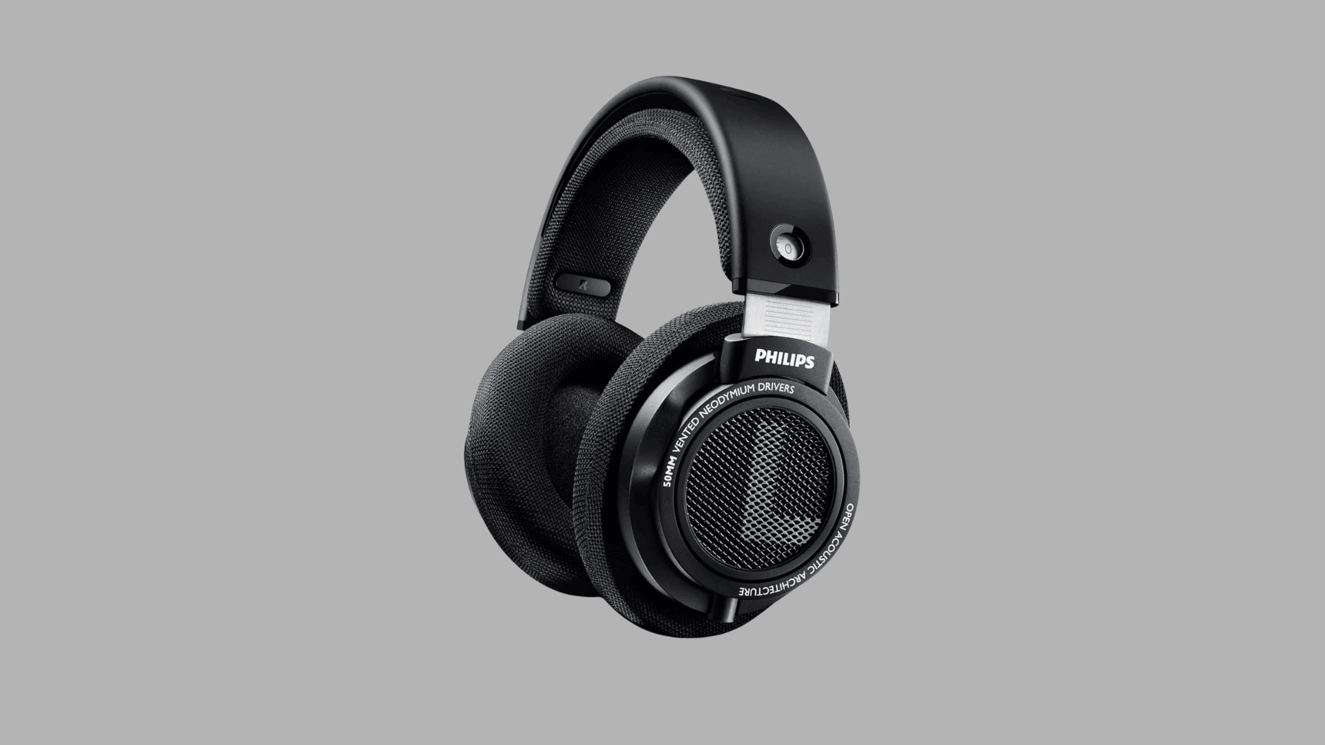 Philips SHP9500 open-back over-ear headphones with breathable ear pads and wide soundstage design for clear audio