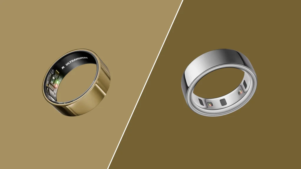 Ultrahuman and Oura smart rings side by side showing design, sensors, and build comparison