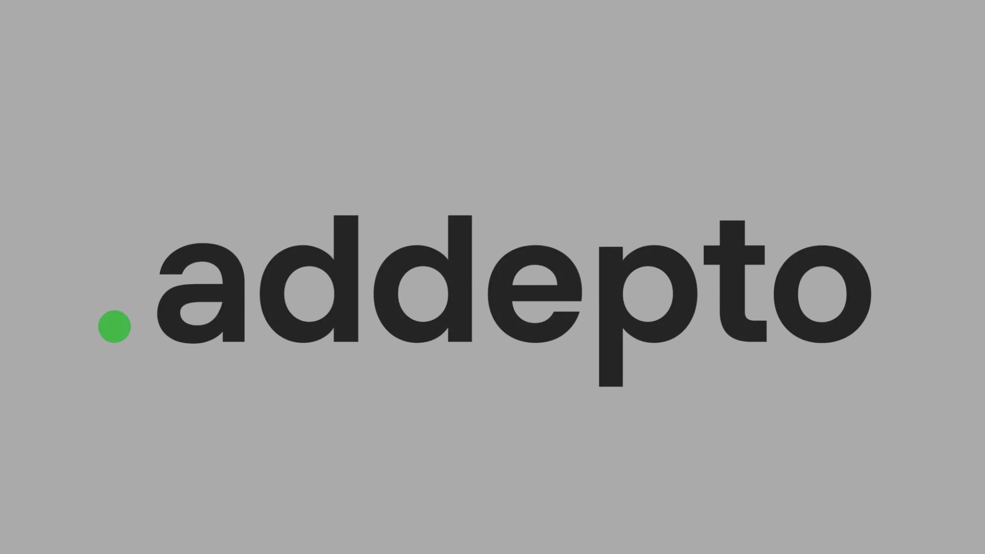 Adep.to logo with black lowercase text and green dot on light gray background
