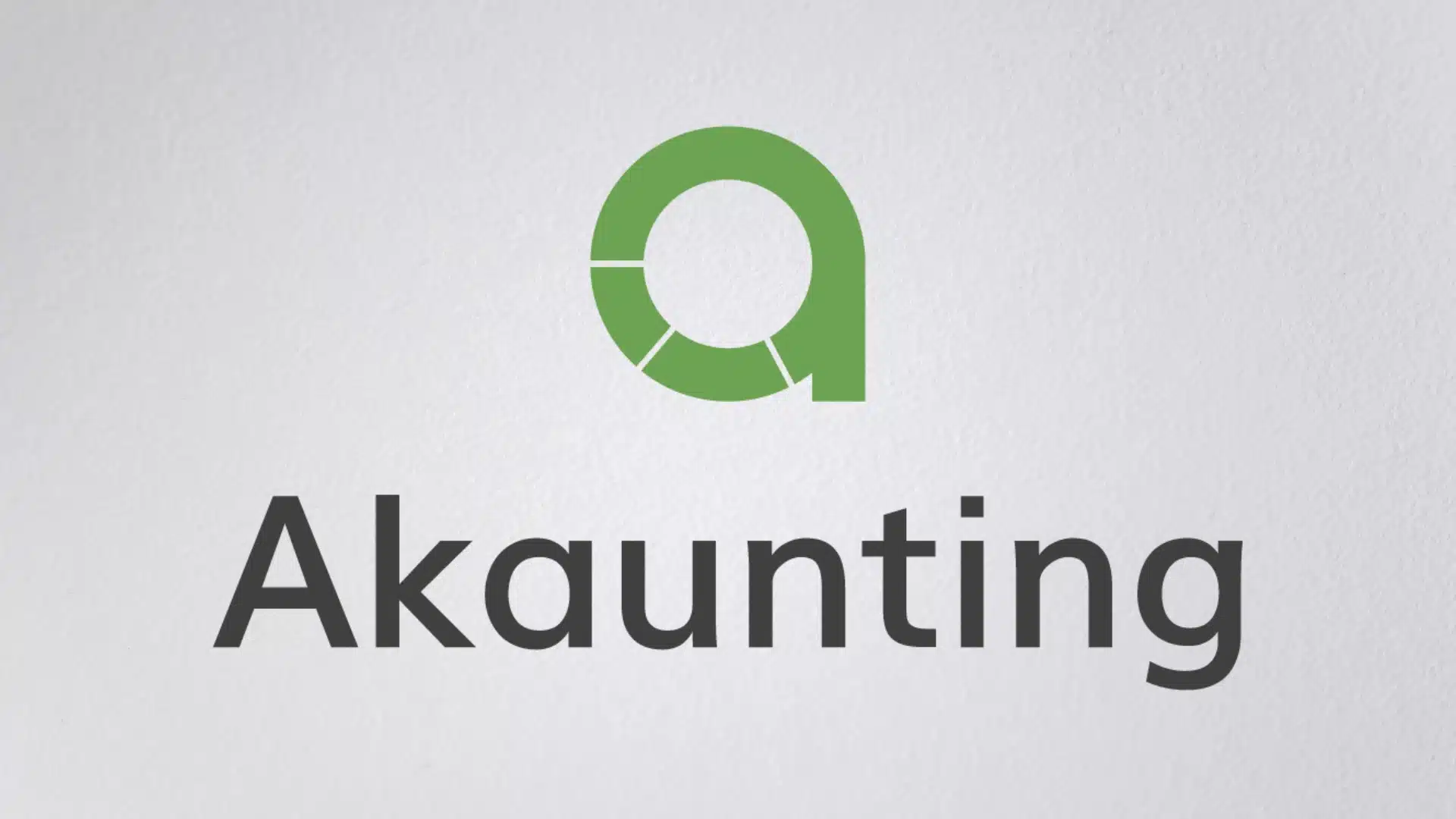 Akaunting logo with green symbol and gray text