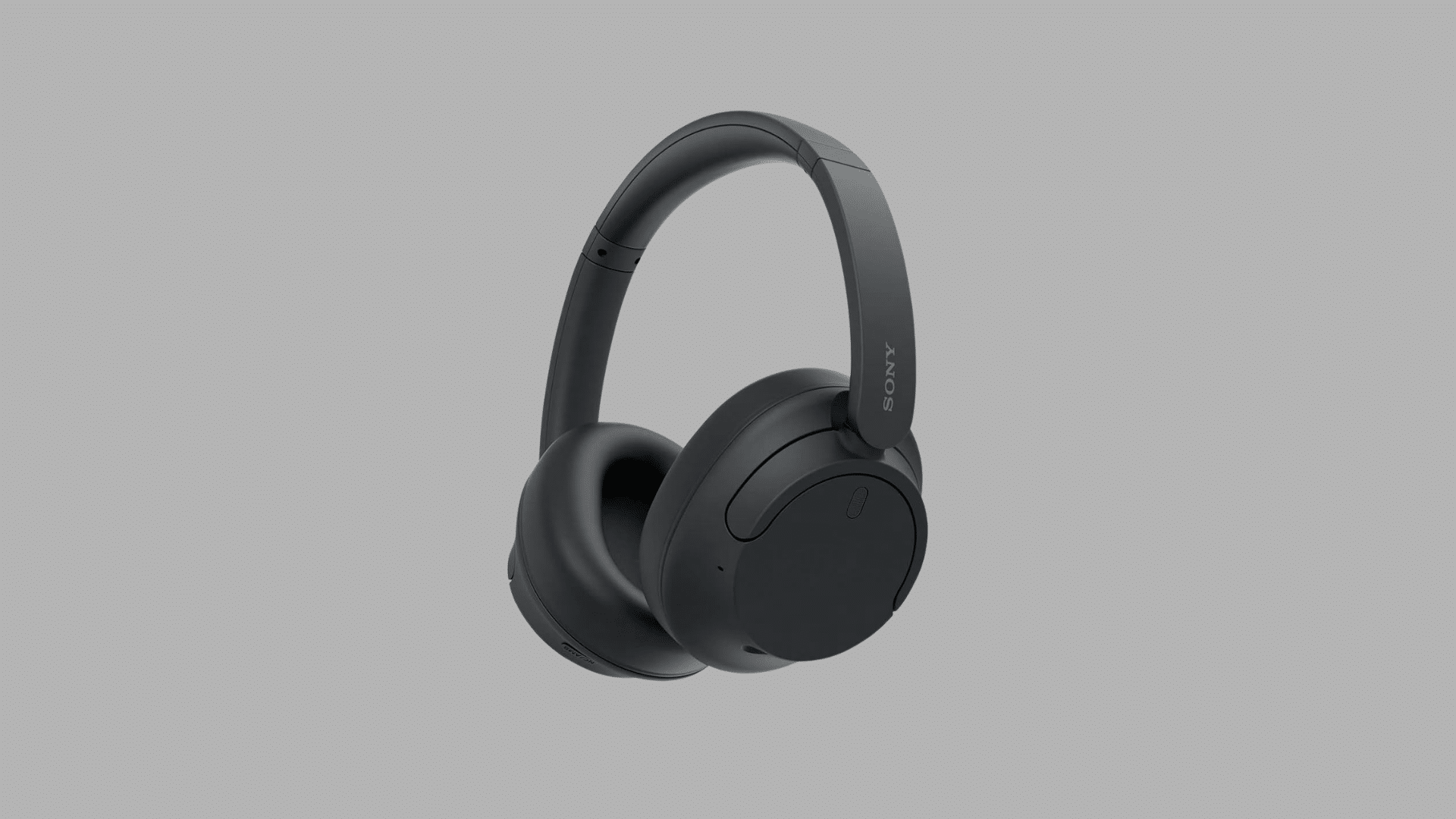 Black Sony WH-CH720N wireless noise cancelling headphones shown on a plain gray background
