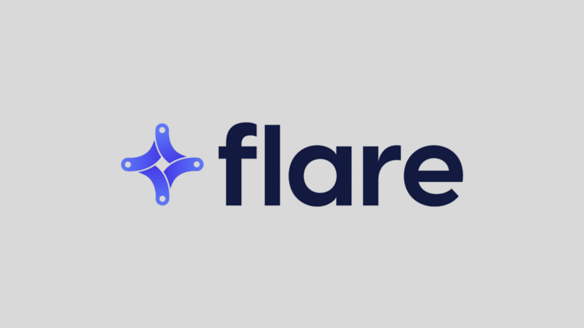 Flare logo with blue star-shaped icon and dark navy wordmark on a clean grey background