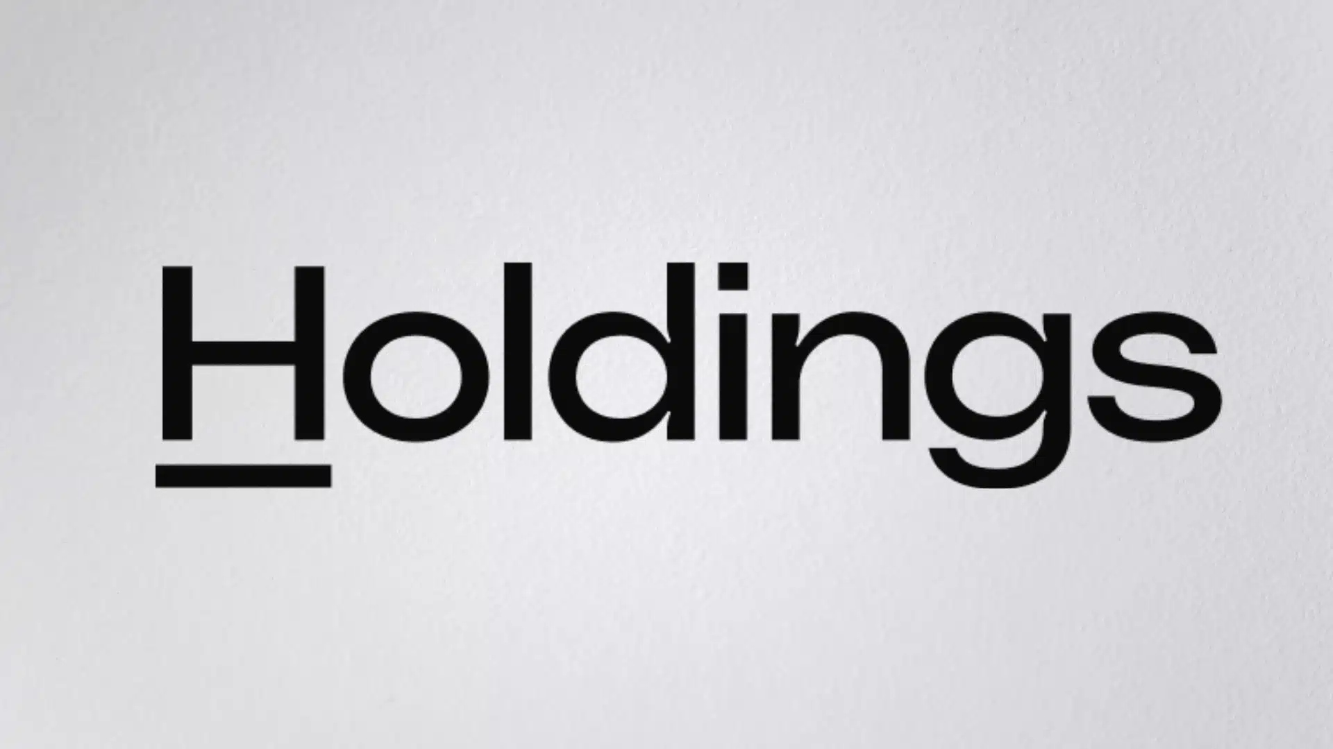 Holdings black text logo with underline detail
