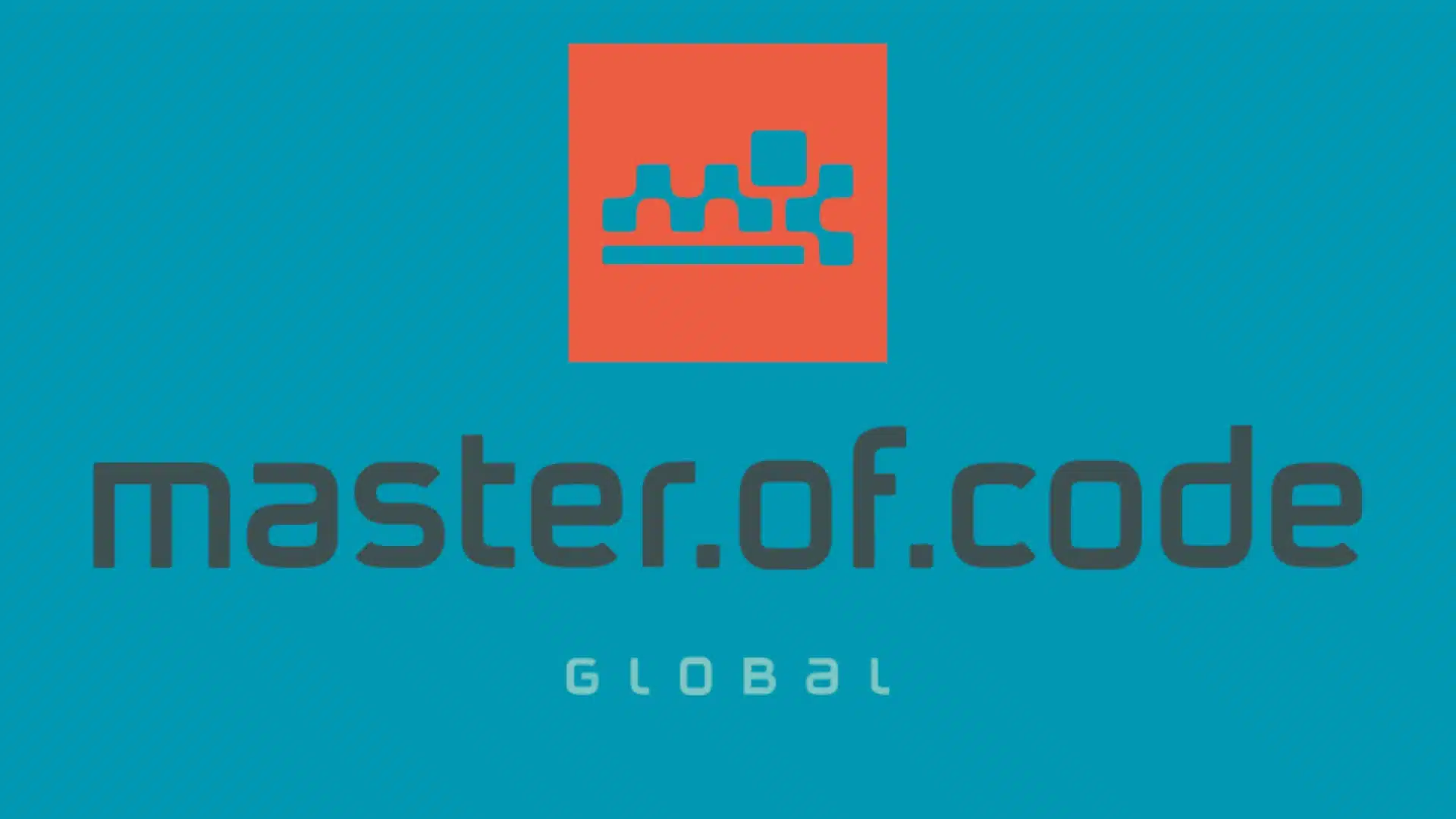 Master.of.Code Global logo on teal background with orange icon and modern dark typography branding