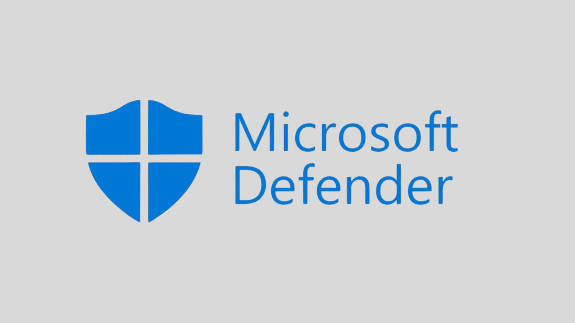 Microsoft Defender logo with blue shield icon on the left and blue text on a light background