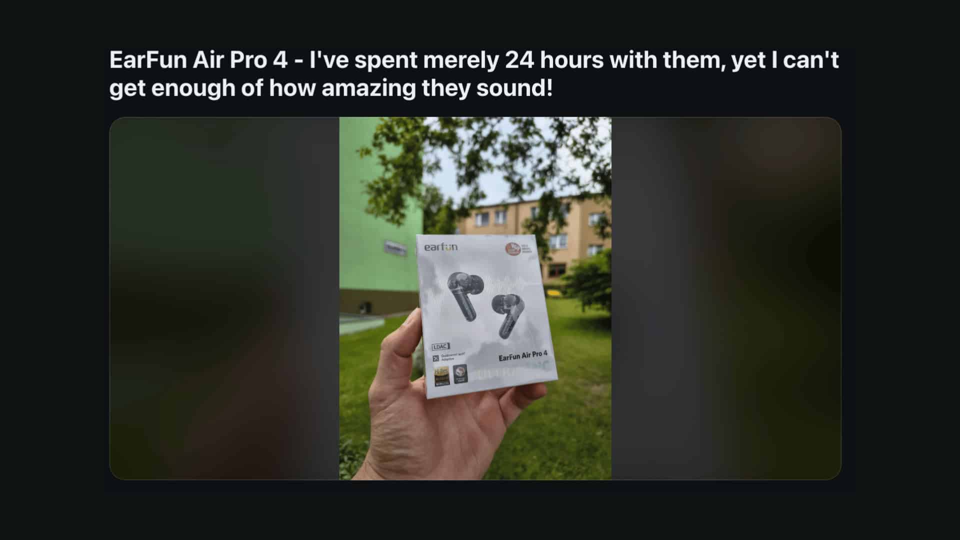 Screeenshot of Reddit section showing Earfun Air Pro 4