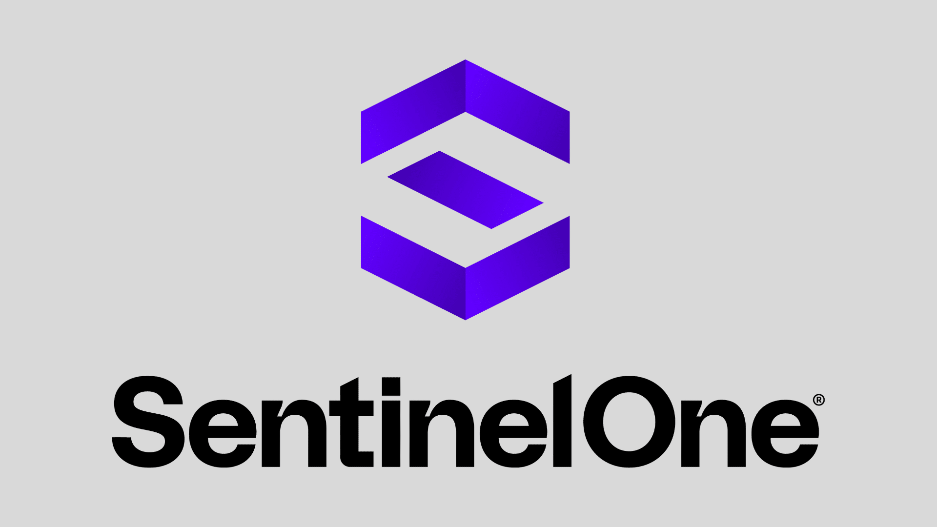 SentinelOne Singularity Cloud Security logo with a purple geometric 3D icon on the left and black text on a grey background