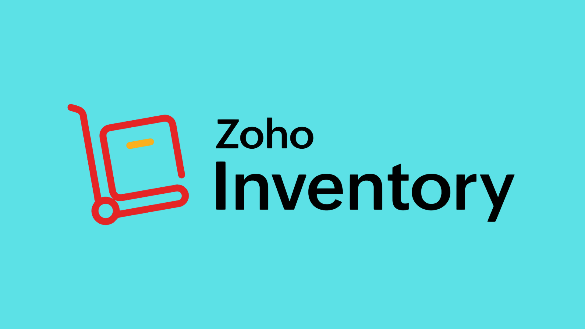 Zoho Inventory logo showing a red hand truck icon next to black text reading Zoho Inventory on blue