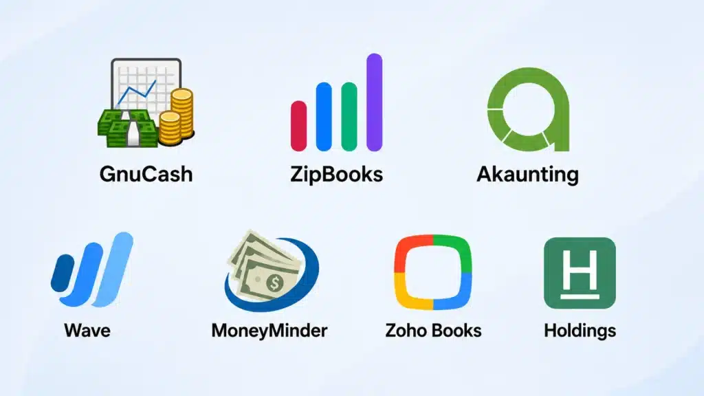 Accounting software logos displayed on a light background