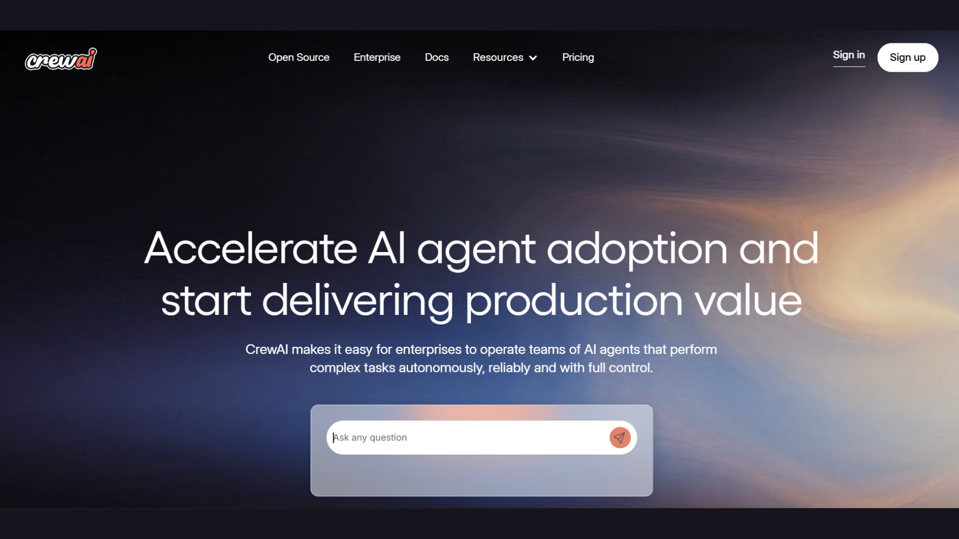 Crewai front page Of website