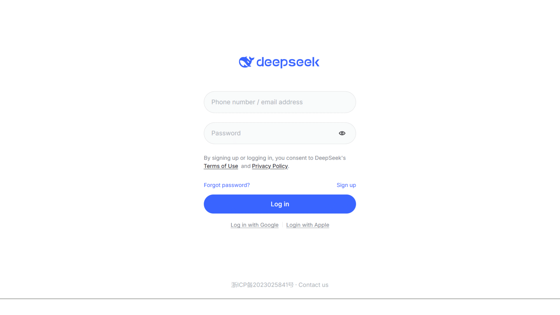 Deepseek website Interface