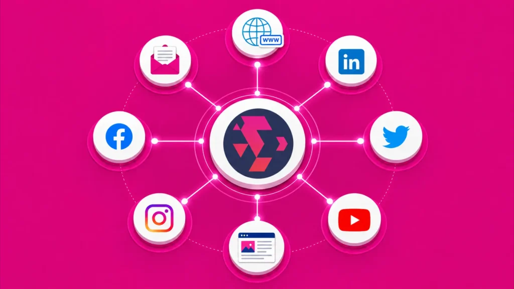 Digital branding platform connecting website, email, and social media channels into one consistent brand identity