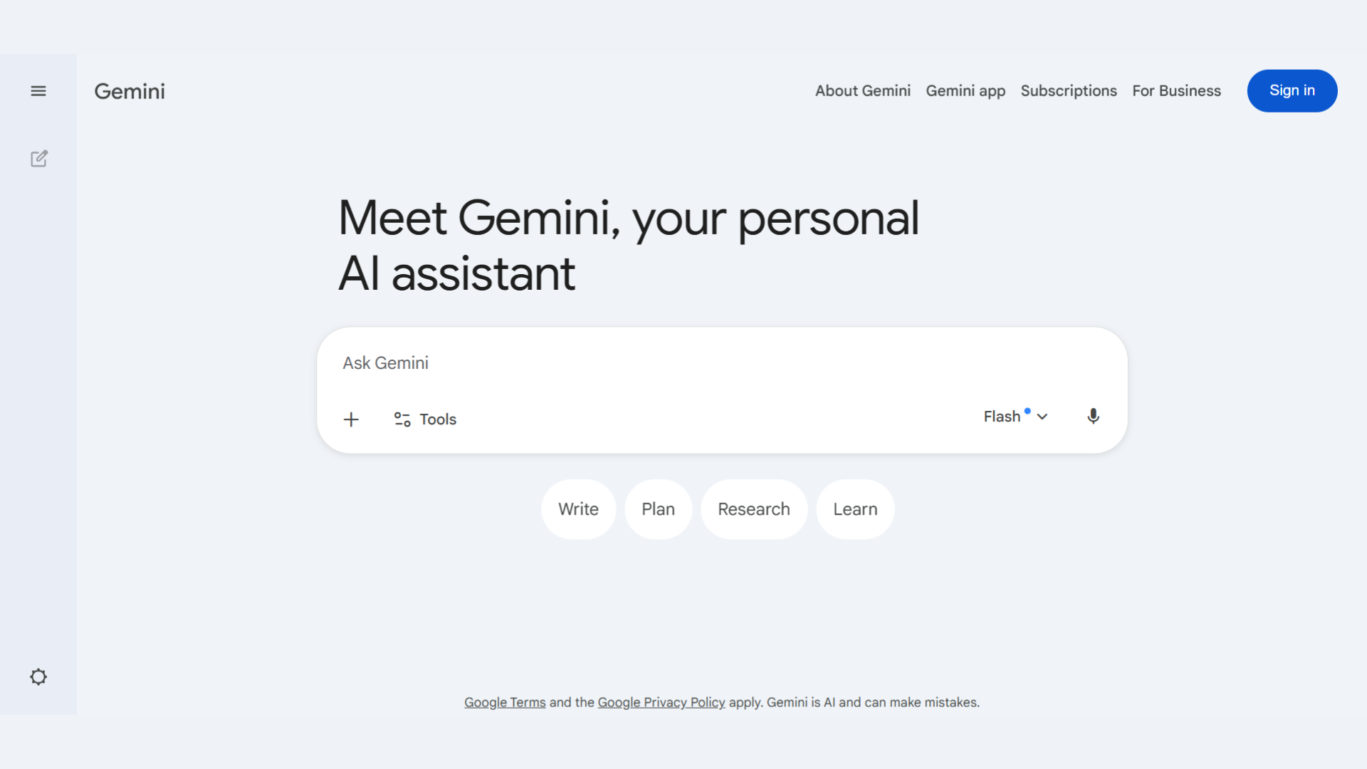 Gemini website Interface