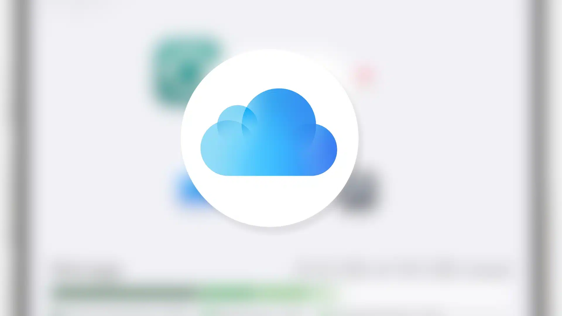 iCloud icon on a blurred storage settings screen, representing iCloud storage management and cleanup