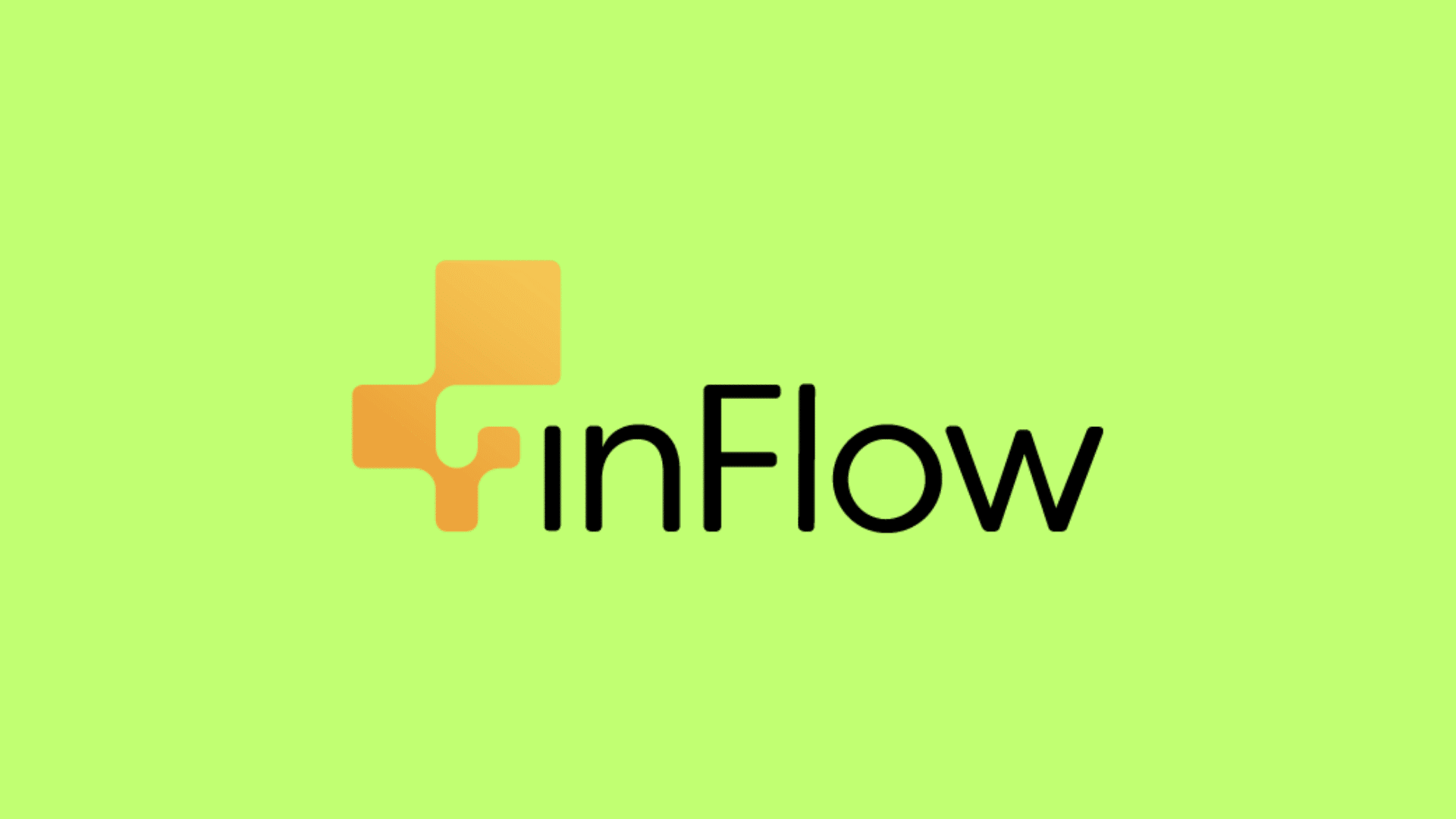 inFlow Inventory logo with orange geometric icon next to black text reading Finale Inventory on lime