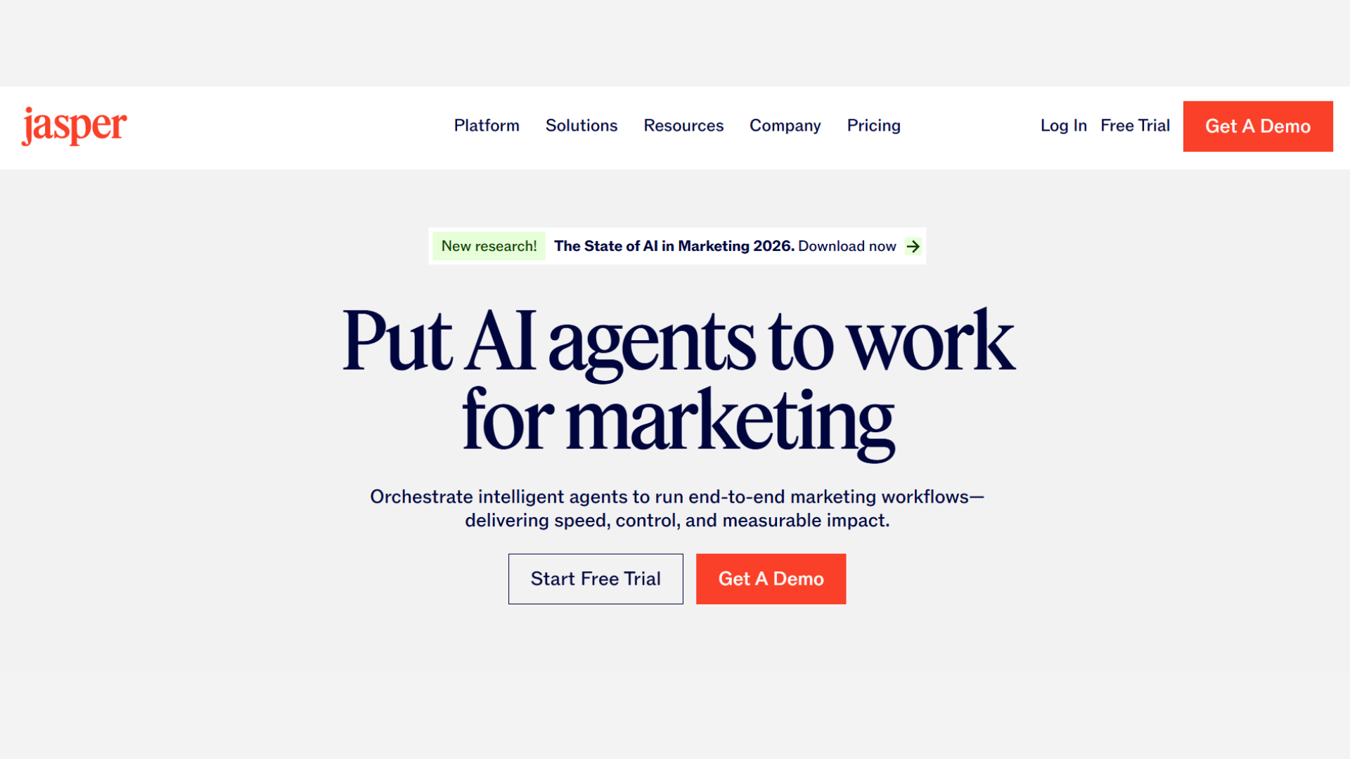 Jasper front page of website