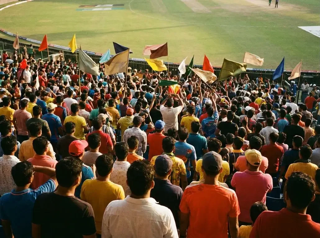 Cricket Fans Follow the Match in Layers